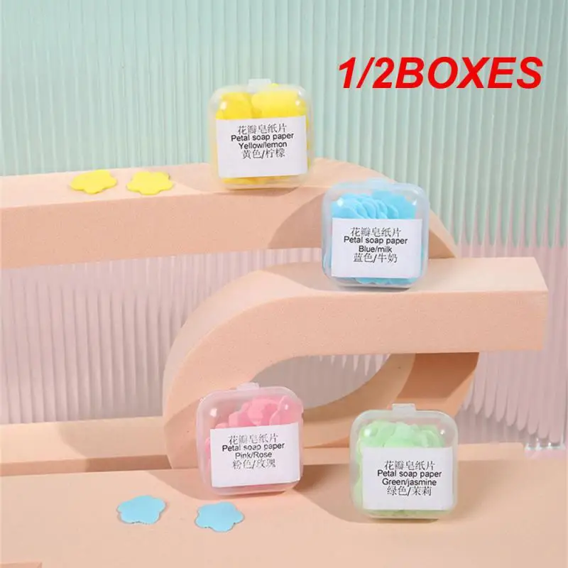 1/2BOXES Disposable Soap Flakes Clean Hands And Leave Fragrance Practical Design Flower Shape 100 Pieces/box