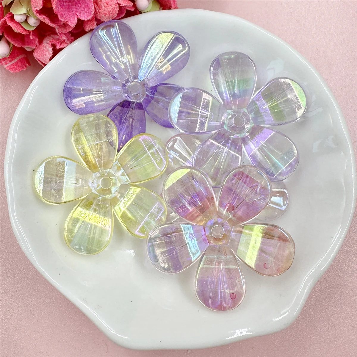 5Pcs/set 29mm Acrylic Big Dazzling Flowers Pendant For Jewelry Making Beading Neclace Bracelet Loose Beads DIY Findings