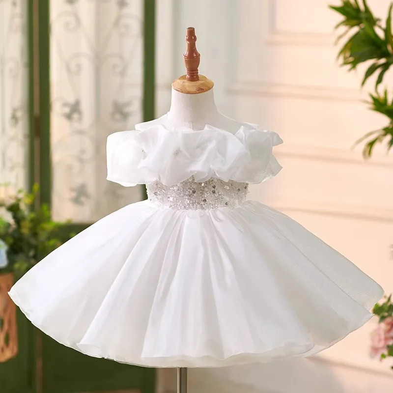 First Birthday Dress Luxury Niche High-end Flower Girl Wedding Little Girl Wedding Dress Children's Host Birthday Princess Dress