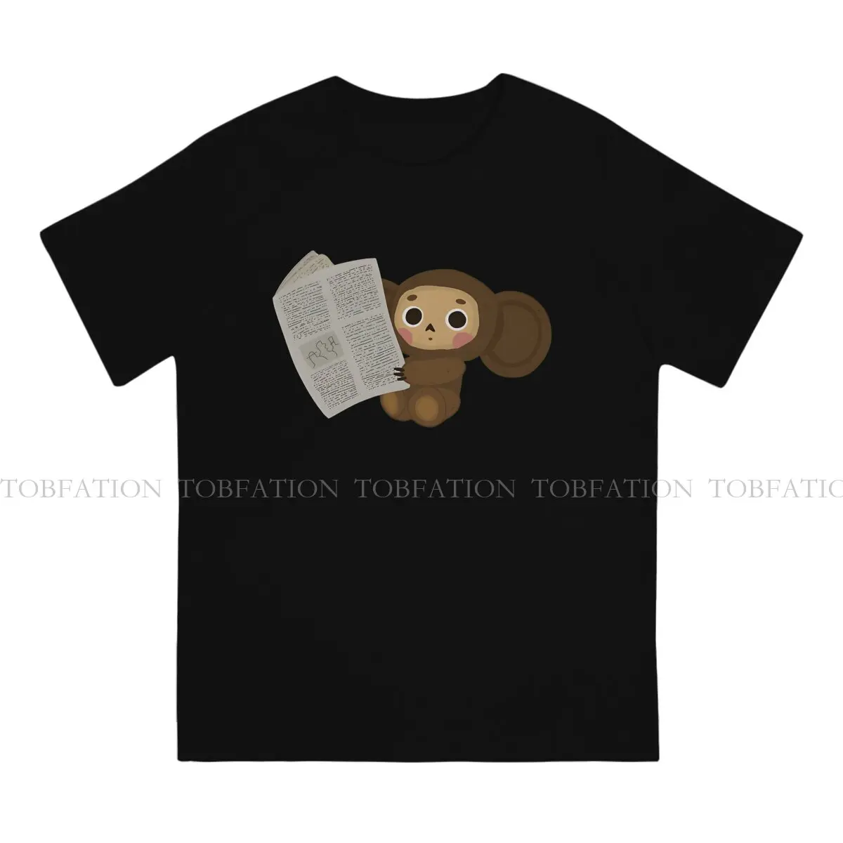 Cheburashka With The Paper Graphic TShirt Cheburashka Creative Streetwear Leisure T Shirt Male Tee 100% Cotton Gift Idea