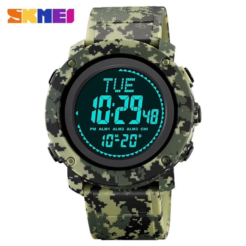 SKMEI Military Sport Watch for Men Compass World Time Electronic Watches with 3 Alarm Clock Waterproof Men\'s Wristwatch