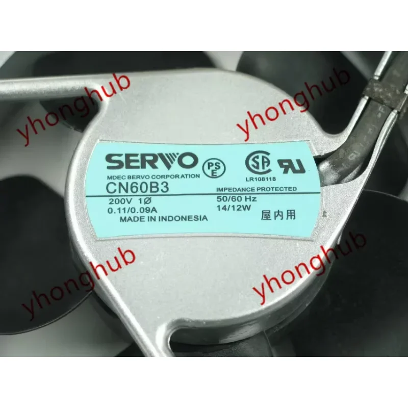 

SERVO CN60B3 AC 200V 0.11/0.09A 120x120x38mm Server Cooling Fan