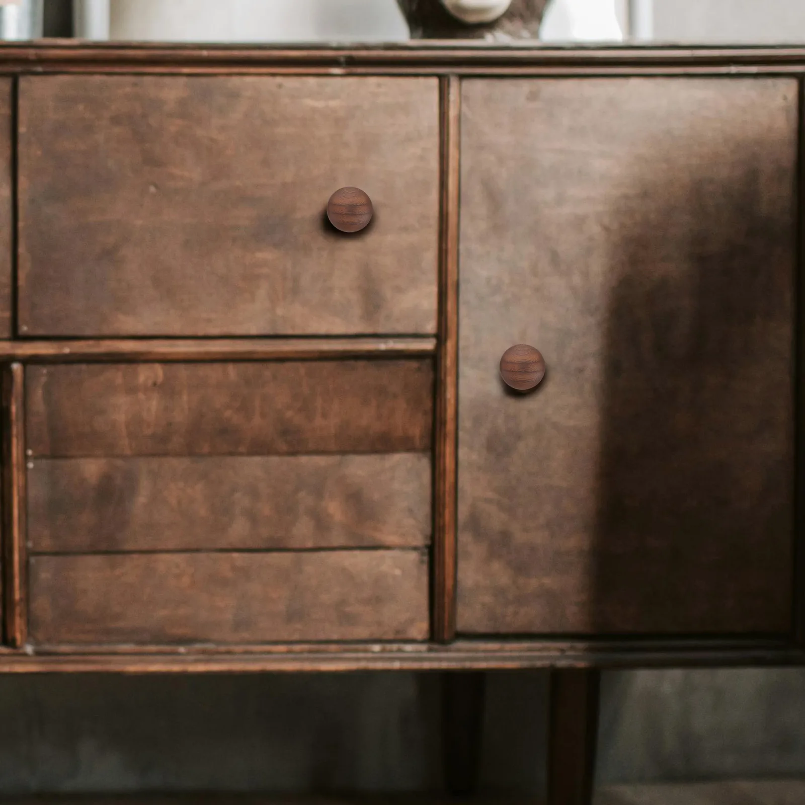 

2pcs Round Wood Drawer Knobs Mushroom Cabinet Pull Handles For Kitchen Cupboard Wardrobe Furniture Walnut Decorative Vintage