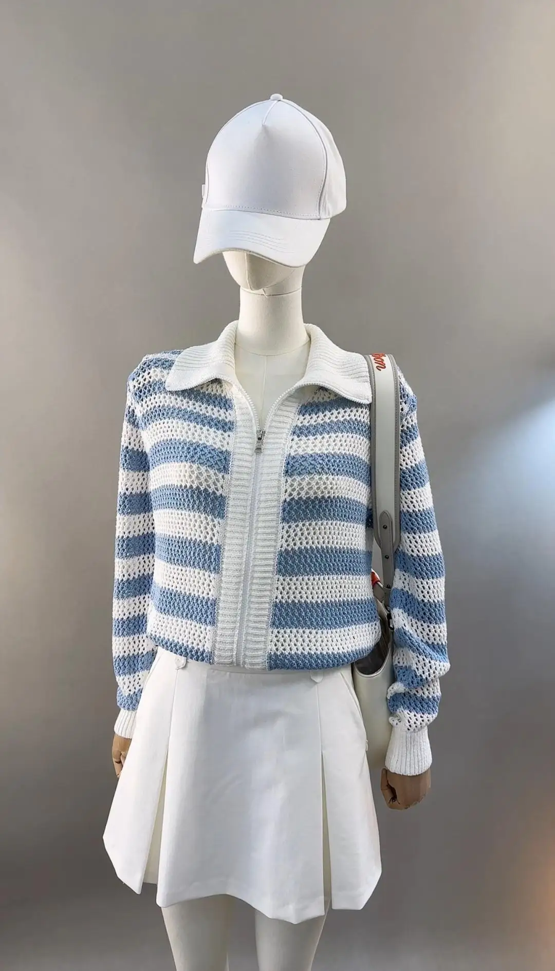 Ladies Chic Striped Lapel Knitted Blouse Niche Stylish Collar Design Elegant All-match Daily Commute Sweater Top