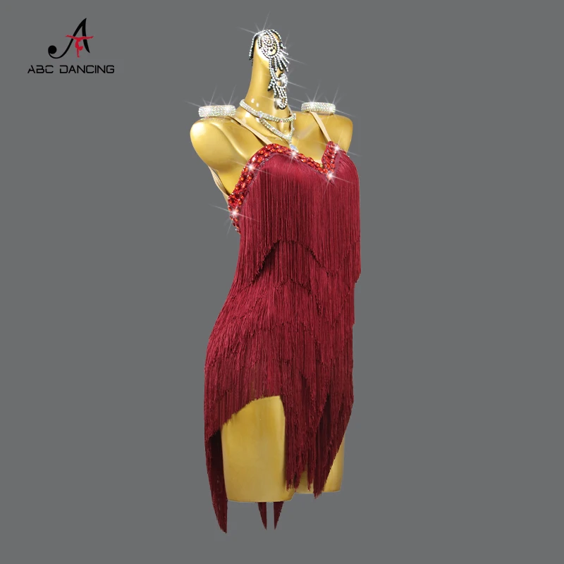 Traje de baile latino para mujer, ropa de competición, vestido de fiesta con borlas, ropa de práctica, traje deportivo de graduación, falda de Samba