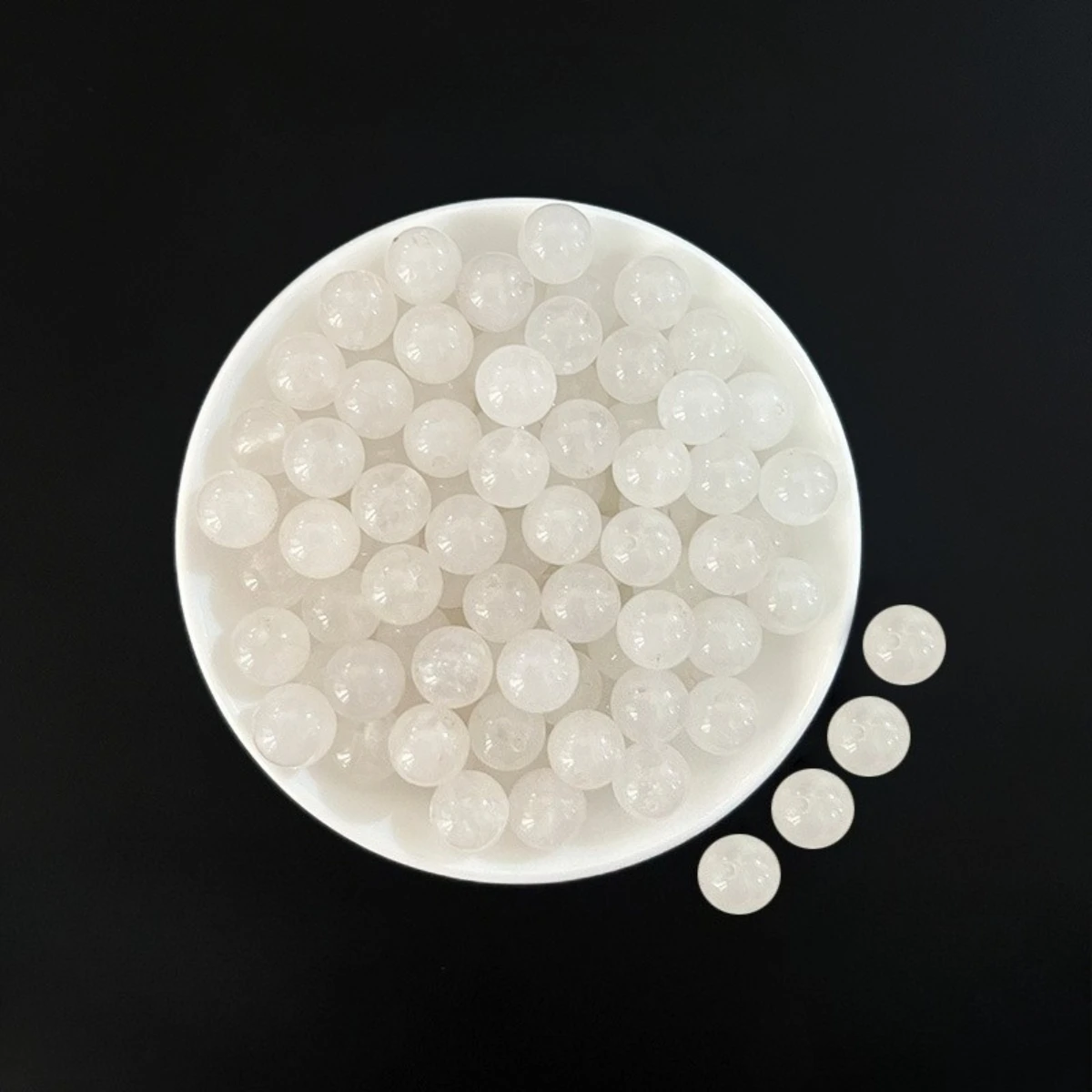 30pcs 6mm-10mm Enhanced White Jade Beads Smooth Polished Round Loose Gemstone