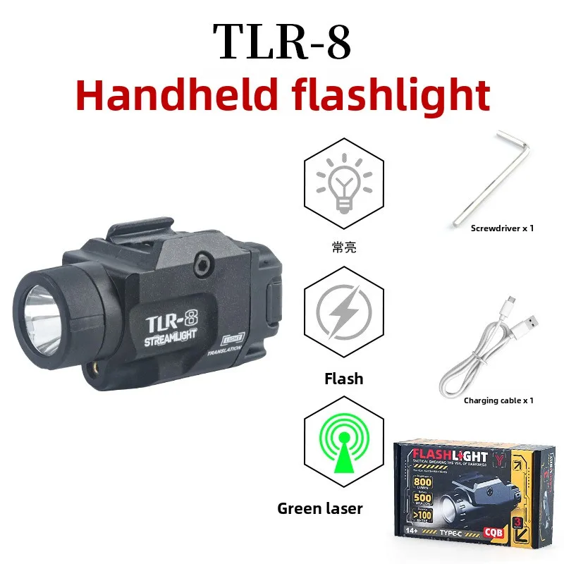 Metall TLR-8 Strobe LED Unterrohr-Taschenlampe, Universelle 20MM Schiene Verstellbare Starklicht-Taschenlampe Passend für Glock – Detail 3