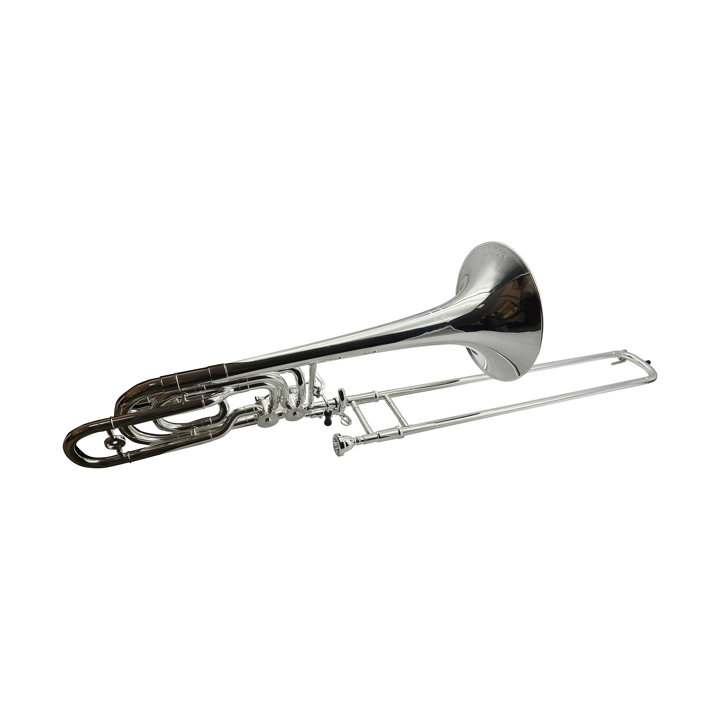 

Professional Bb/F/Eb/G Bass Trombone Silver Plated Brass Body Wind Instrument For With Canvas Case Included JYTB509S