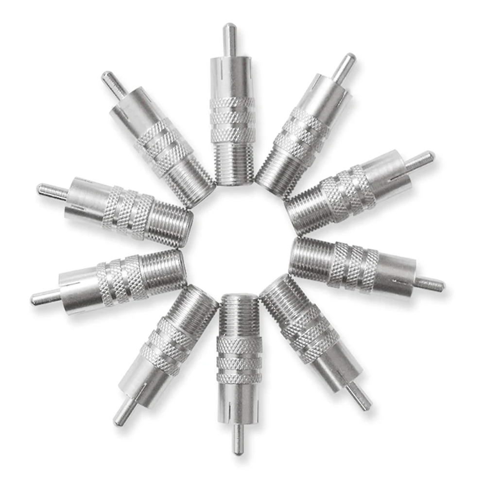 10PCS Nickel Plated F Type Female to RCA Male Coaxial Straight Coupler Adapter for Audio Video TV Satellite Signal Connection