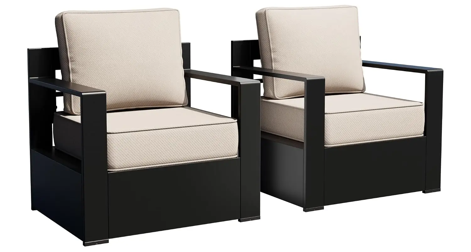 Outdoor Aluminum Patio Chair with 6 Inch Thick Cushion for Garden & Porch, Beige, Customized