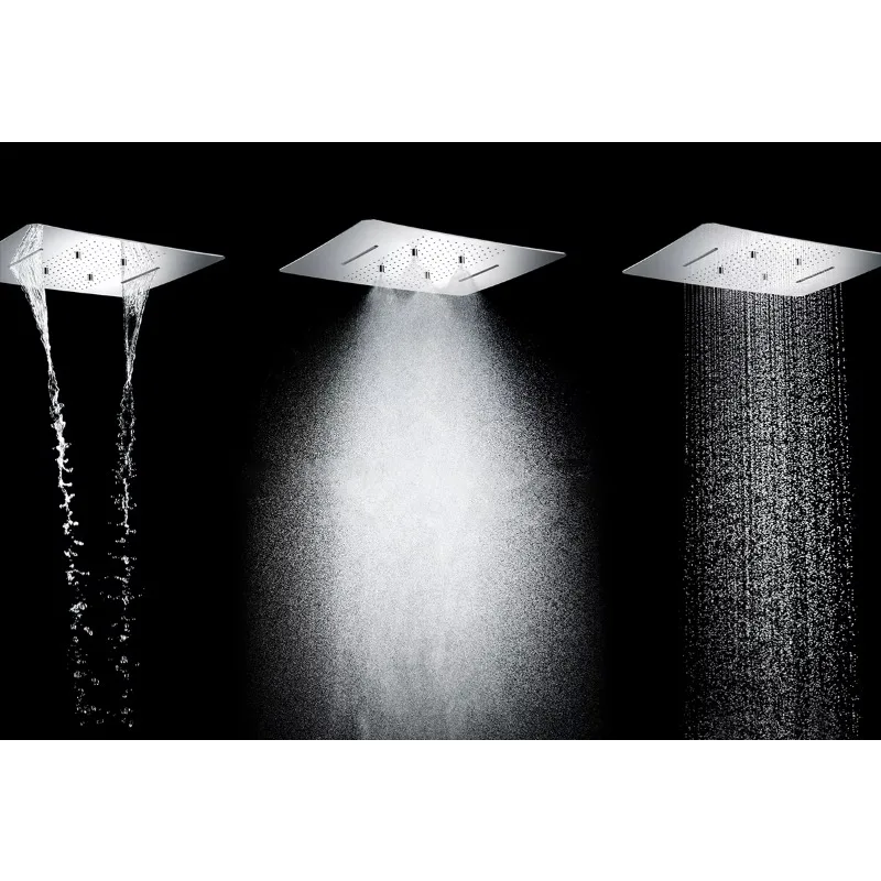 真鍮製隠し浴室シャワーセット スクエアトップスプレー 四機能 定温 壁掛けシャワー