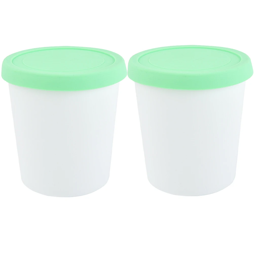 

2 Pcs Cream Bucket Containers PP Food Storage Airtight Lids Ice Cream Storage Containers Reusable Stacking Leak Proof Safe