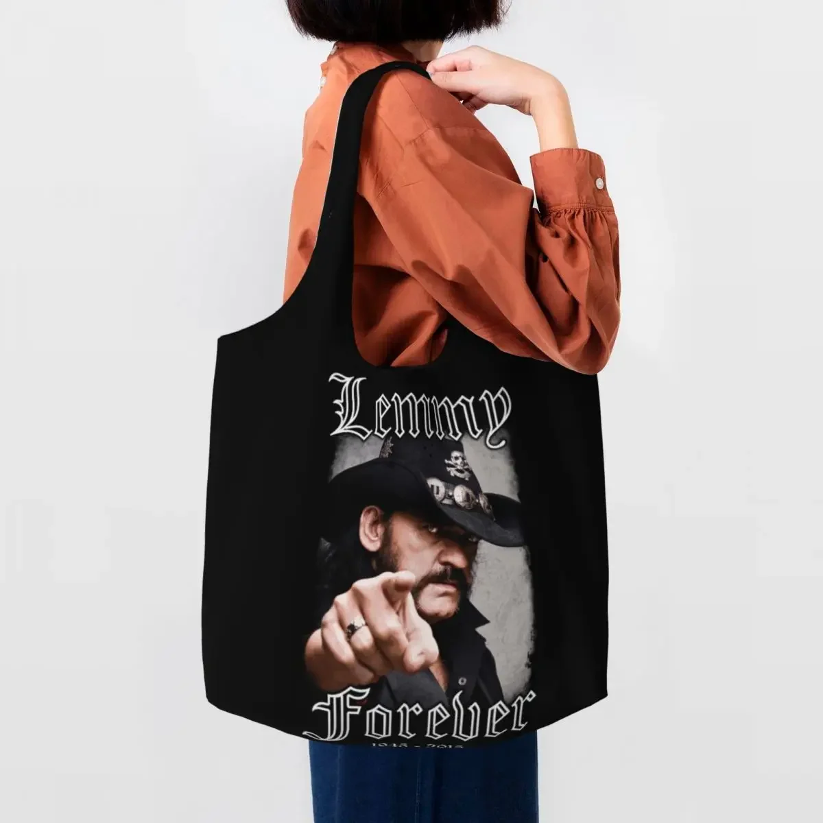 Rock Singer Lemmys Groceries Tote Shopping Bag Women Canvas Shopper Shoulder Bags Large Capacity Bags Photography Handbags