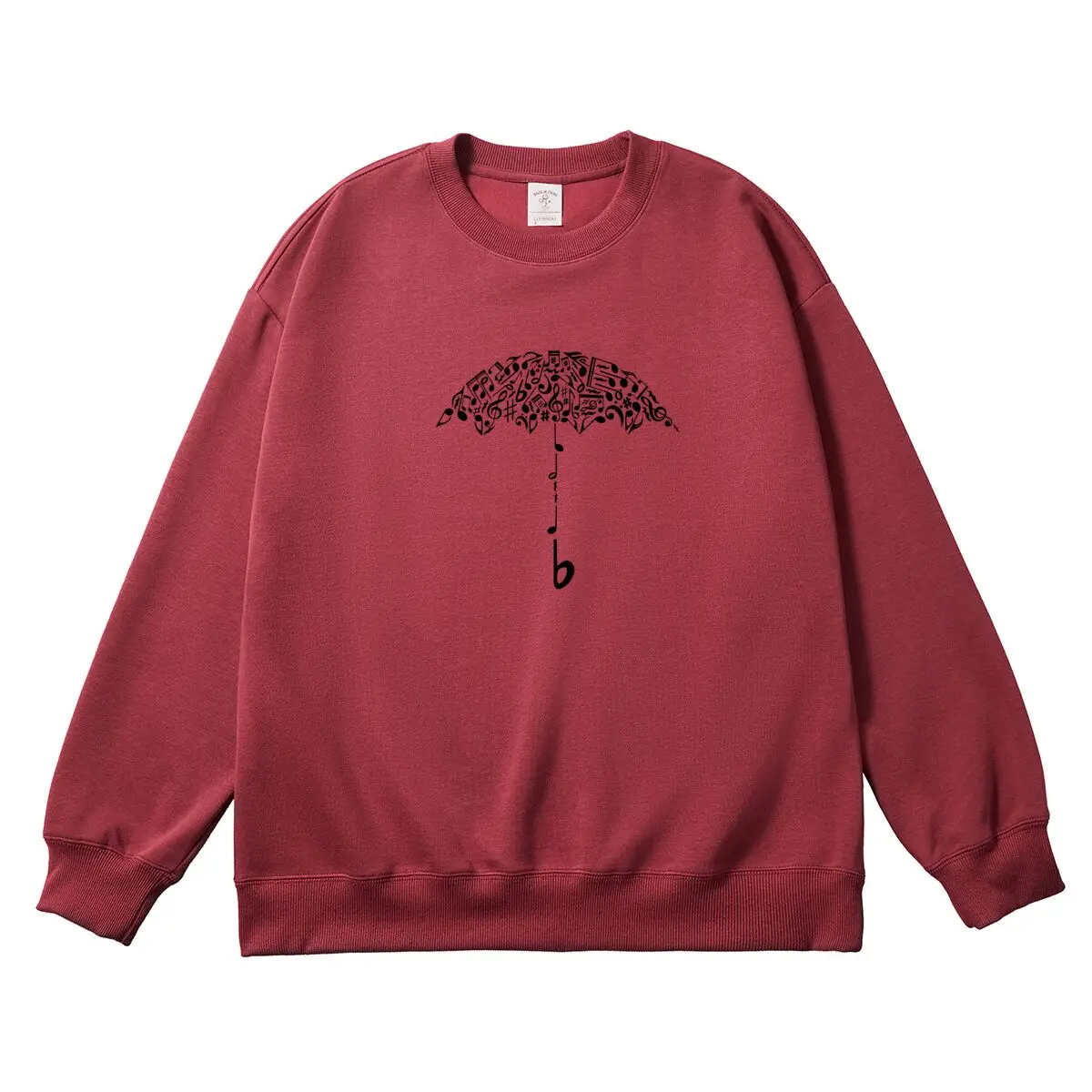 Oversized Women Pullover Musical Note Umbrella Graphic Woman Tops Female Sweatshirt Round Neck Long Sleeve Autumn Thick Clothes