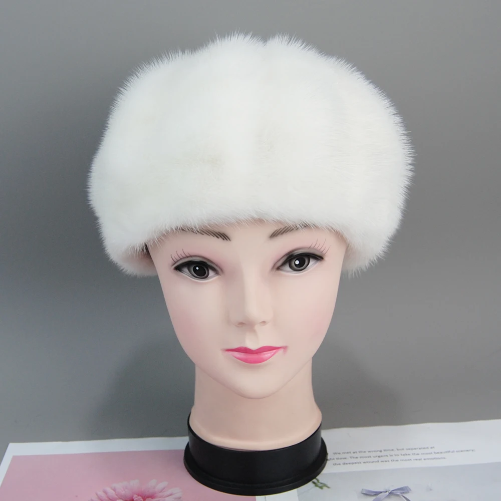 New Winter Women's New Full Mink Mink Soft Beret Pumpkin Hat Fur Bud Hat Korean Fashion Outdoor Warm Women's Hat