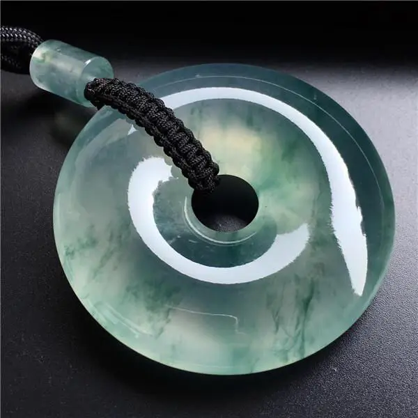 

Natural 100%real green jadeite carve 25mm safety button pendant Bless peace necklace jewellery fashion for women men lucky gifts