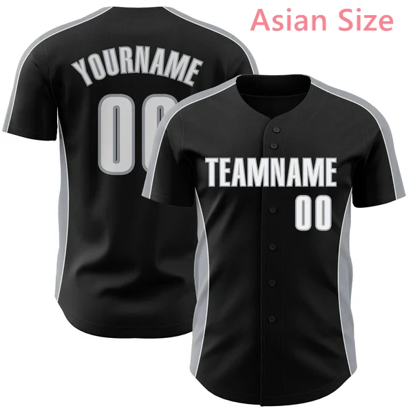 Summer Personalized Black Baseball Jersey Custom Diy Team Name And Number Loose Fit Button Up Baseball Shirt For Sports Fans