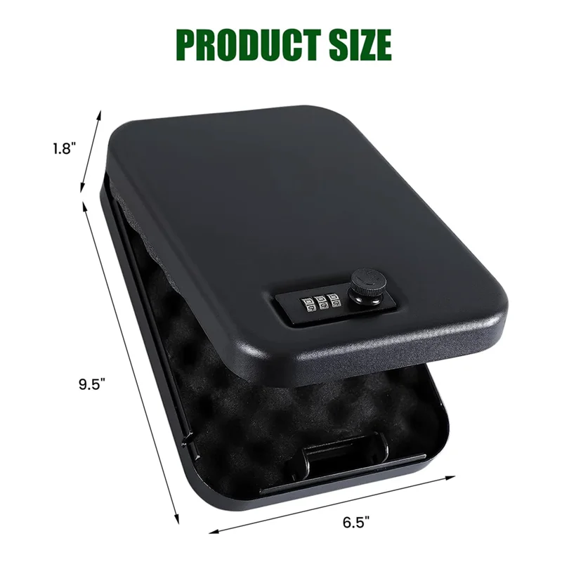Gun Safe For Pistols, Solid Steel Pistol Safe, Small Handgun Lock Box With Combination Lock Portable Travel Handgun Safe-B12B