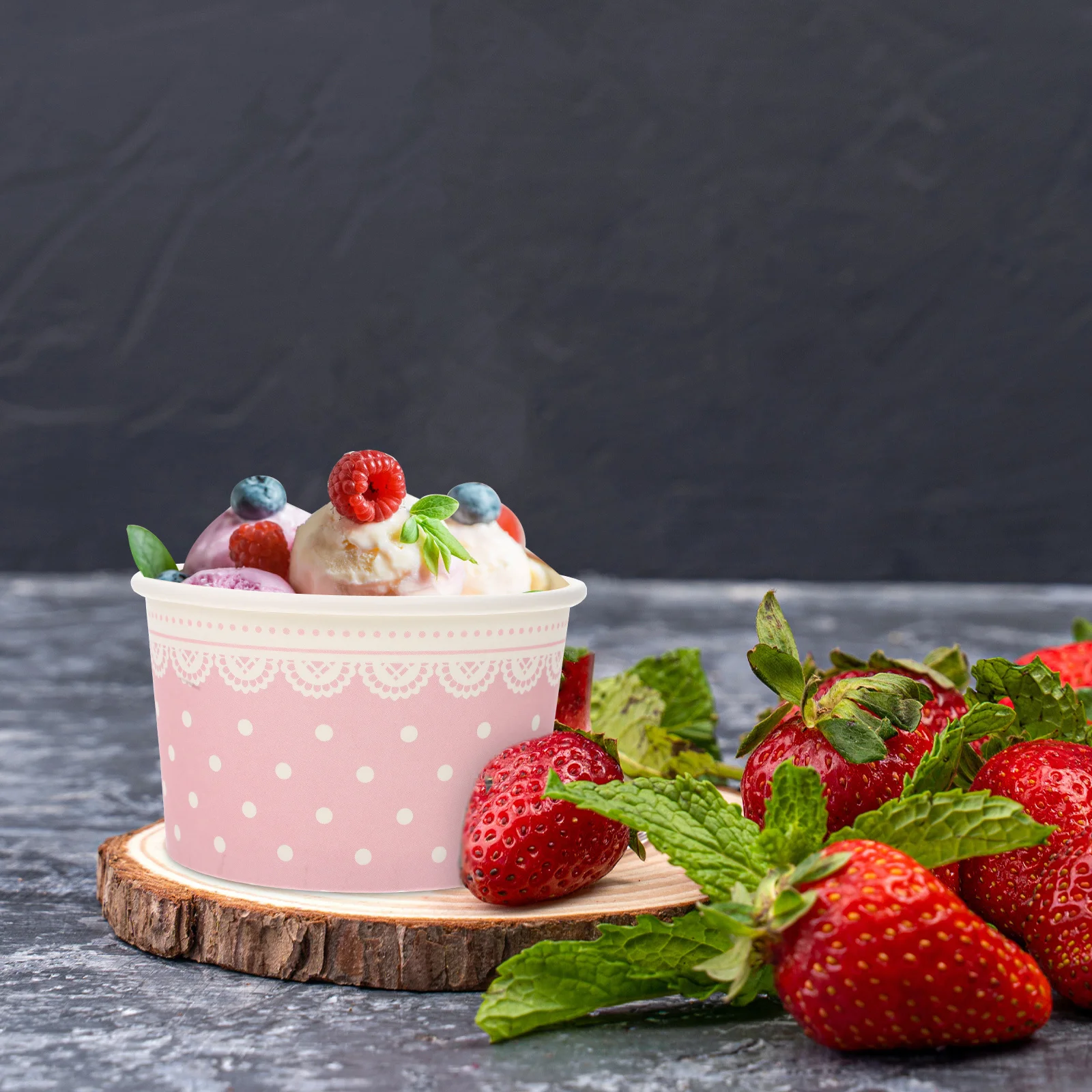 

50Pcs Ice Cream Paper Cups Disposable Dessert Bowls Safe Material Party Supplies Yogurt Jelly Pudding Containers