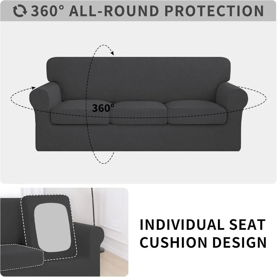 4-delige hoge stretch dikkere bankhoezen zachte bankhoes voor 3 apart kussen met jacquardstof elastisch meubilair Pr