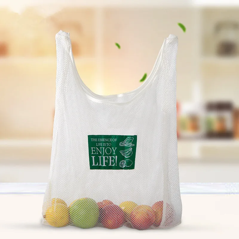 

1Pc White Convenient Polyester Mesh Bag Reusable Foldable Supermarket Shopping Portable Food Pocket