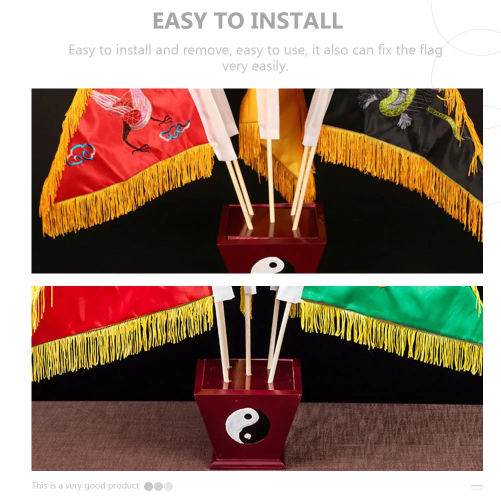 

1Pcs Flag Base Wooden Flagpole Holder Bagua Pattern Taoist Flag Storage Stand Practical Flagpole Bracket