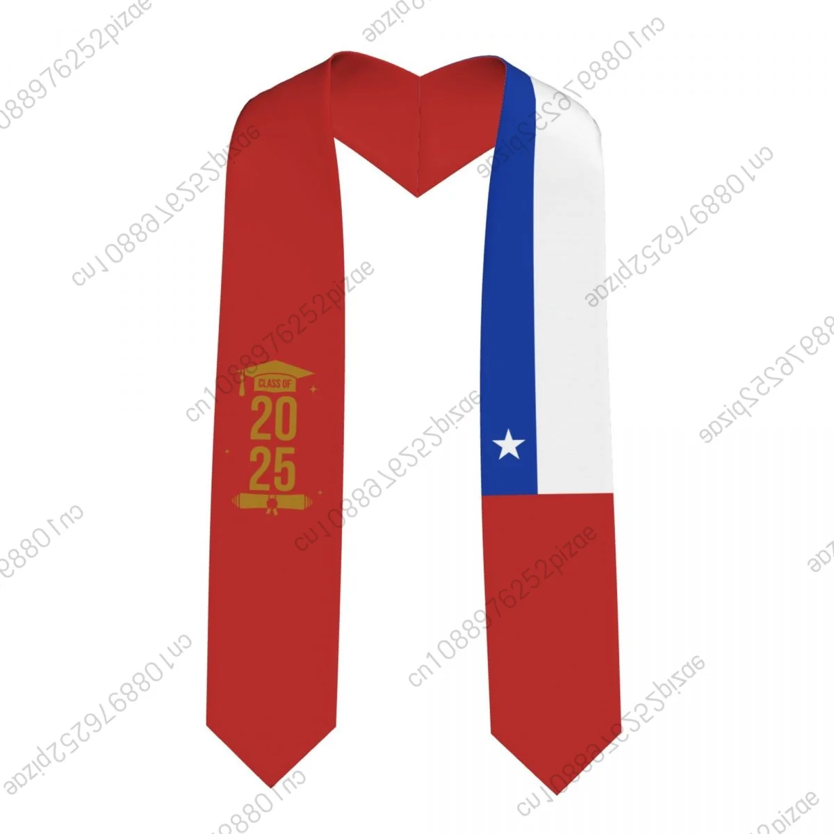 

New Chile Flag Class Of 2025 183*13CM Graduation Stole Sash Scarf For International Students Proud