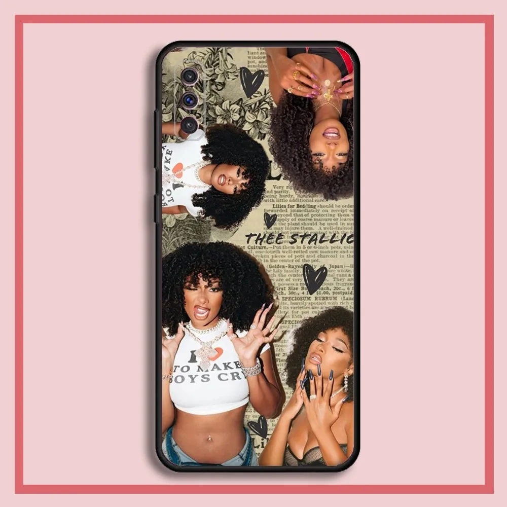 Megan Thee Stallion Rapper Phone Case For Samsung S23,23,22,30,21,10,9,Note20 Ultra,Lite,Ultra,5G,Plus,FE,Black Soft Case