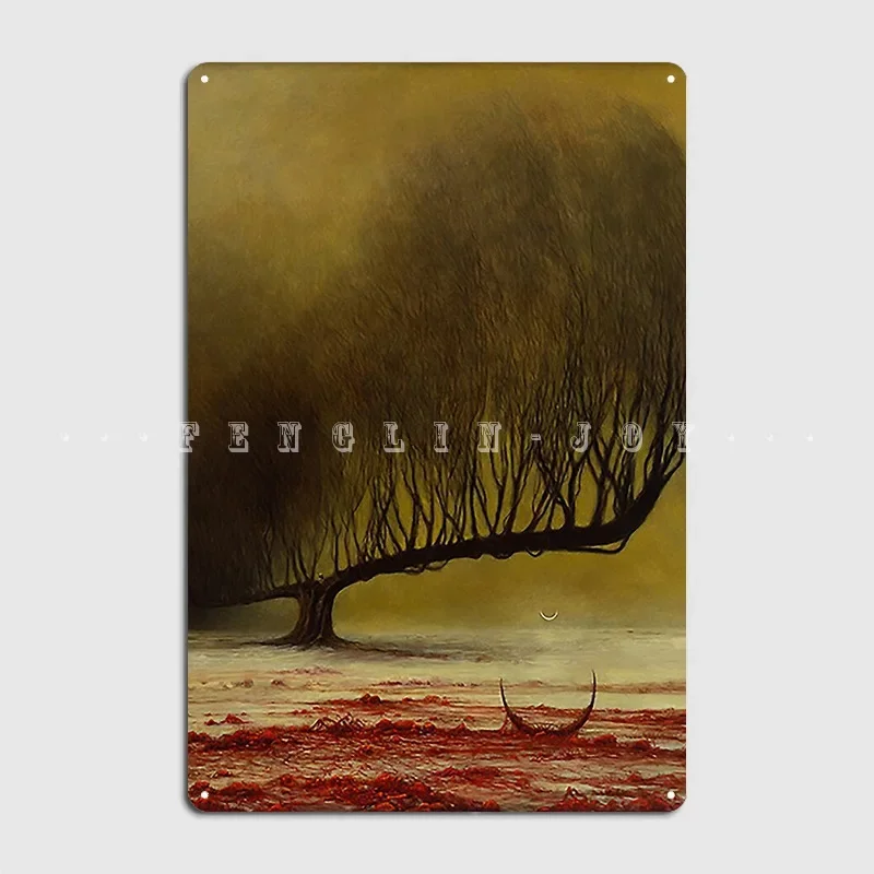 Untitled (Nightmare Tree) By Zdzisław Beksiński Metal Sign Wall Pub Club Bar Designing Wall Plaque Tin Sign Poster