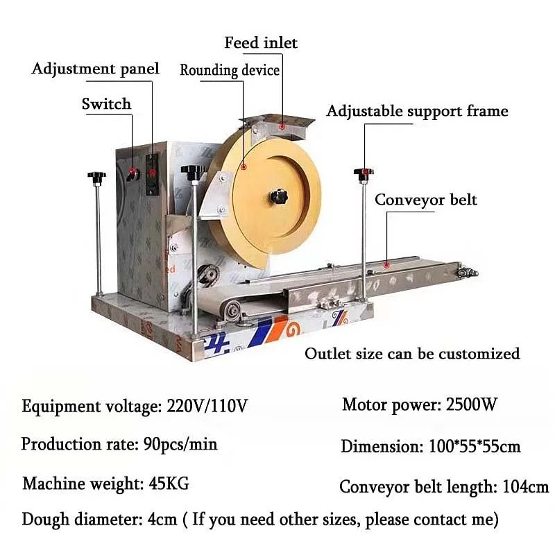 Automatic Dough Ball Maker Pizza Dough Ball Rounding Machine Bread Round Dough Ball Rounder Machine Rounder Dough Machine