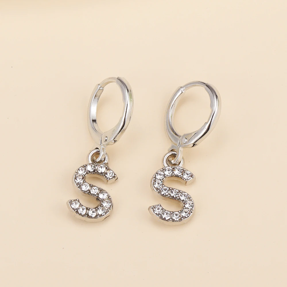 Shiny Silver Plated Zircon Letter Charms A-Z 26 Initials Necklace Pendants Your Name DIY Choker Bracelet For Jewelry Accessories