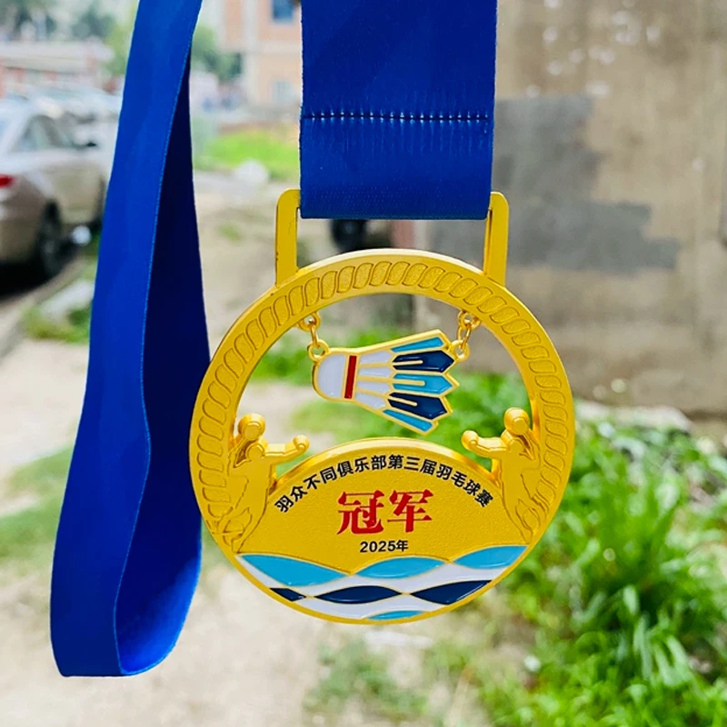 Customized Badminton Metal Medal, Gold, Silver, Bronze, Student Sports Competition Souvenirs Award Hanging Neck Small Medal, 2Pc
