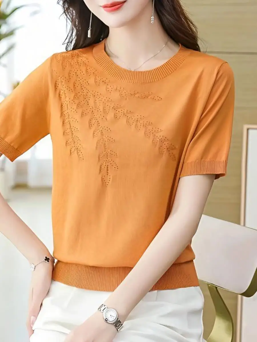 camiseta-feminina-de-manga-curta-estilo-social-2026-nova-solta-de-malha-com-bolso-e-lenco-moda-verao-fina-para-maes