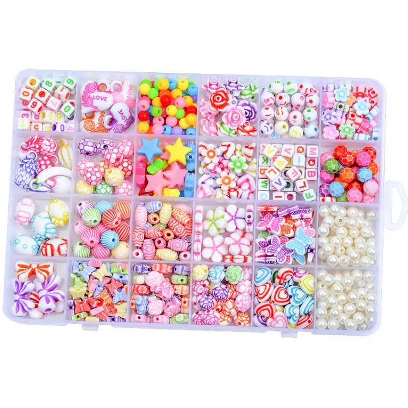 Colar frisado artesanal e pulseira contas para crianças, DIY menina brinquedos, ambliopia puzzle, presente de Natal, 24 grade