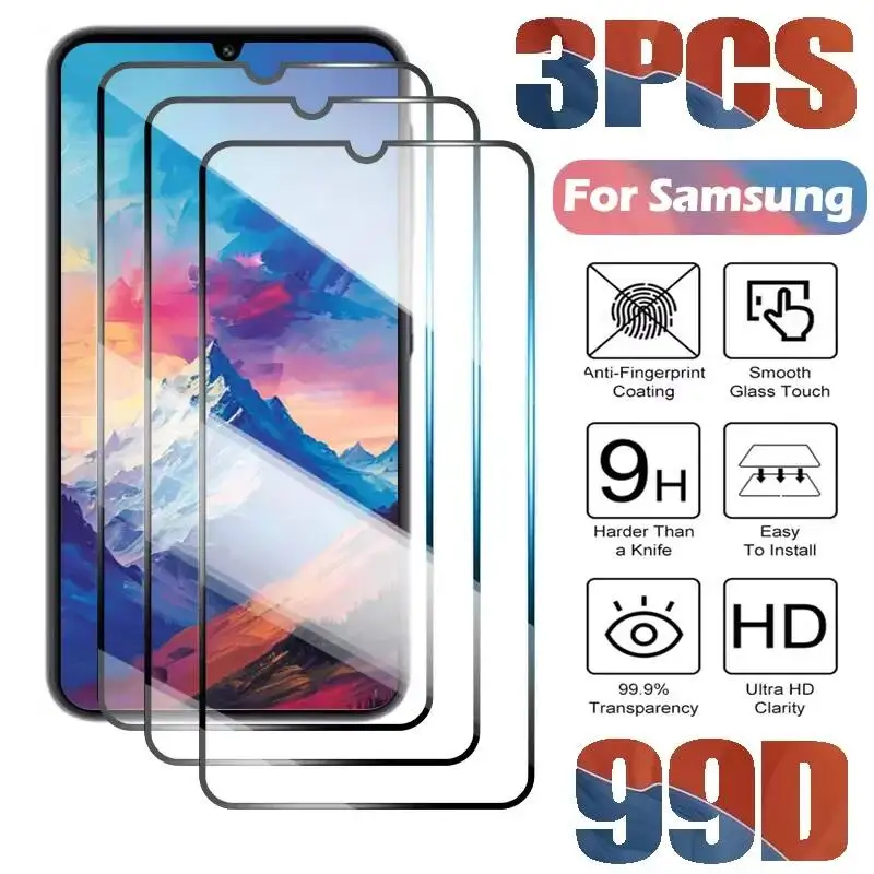 

3PCS Tempered Glass Screen Protector For Samsung Galaxy A04S A14 4G A34 A54 5G A05 A55 F12 F13 F11 F19 F21 F41 - Pack Of 3