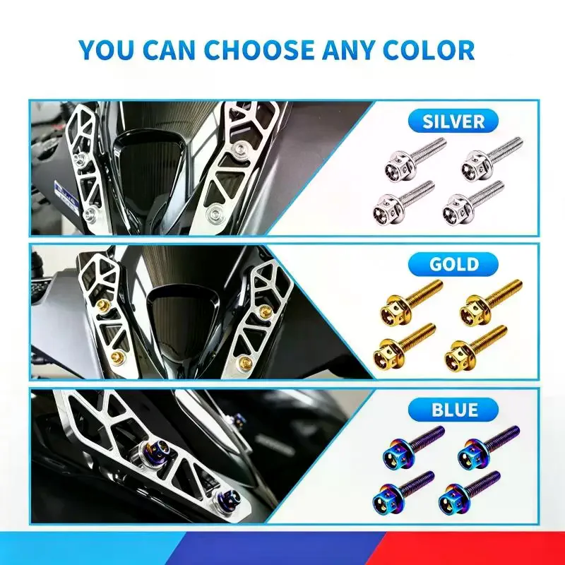 4PCS/SET Full CNC Stainless M5X25mm Visor Bolts For NMAX / PCX / AEROX / ADV Flower Design