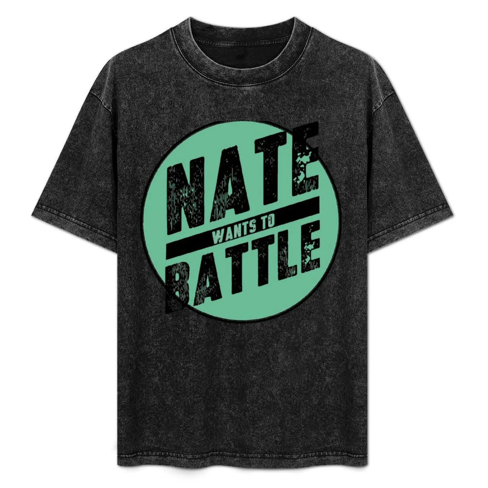 

Nate Wants To Battle Circle T-Shirt blue archive vintage graphic tee Blouse man clothes funny t shirts men