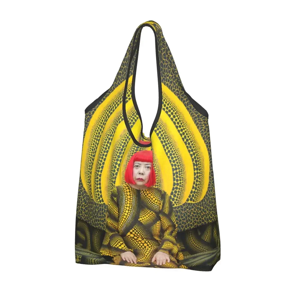 Yayoi Kusama Grocery Shopping Bag Kawaii Shopper Shoulder Tote  Big Capacity Portable Pumkin Abstract Painting Handbag