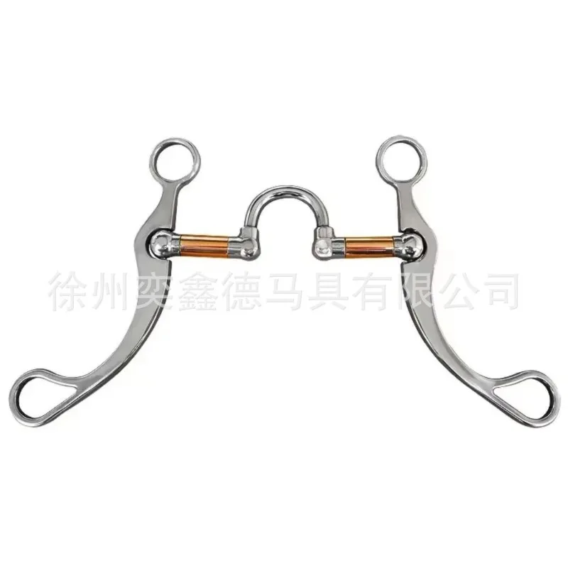 Western Horse Bit, Stainless Steel Snaffle Bit with Copper Tube, Equestrian Mouthpiece for Horse Riding