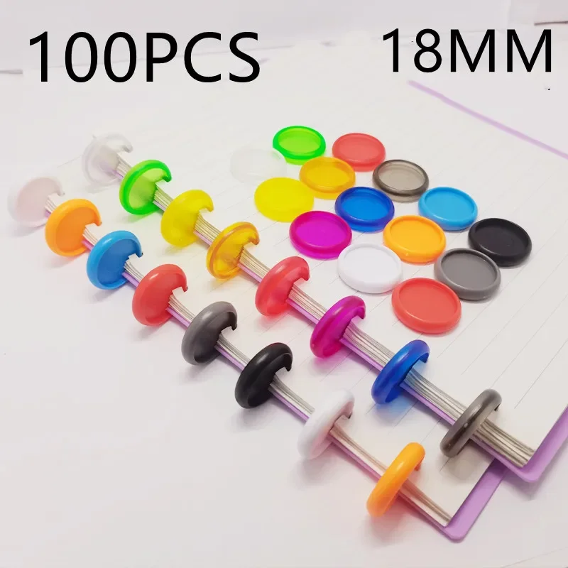 100PCS18MM solid plastic binding ring buckle, loose-leaf mushroom hole notebook binding CD, office learning binding consumables.