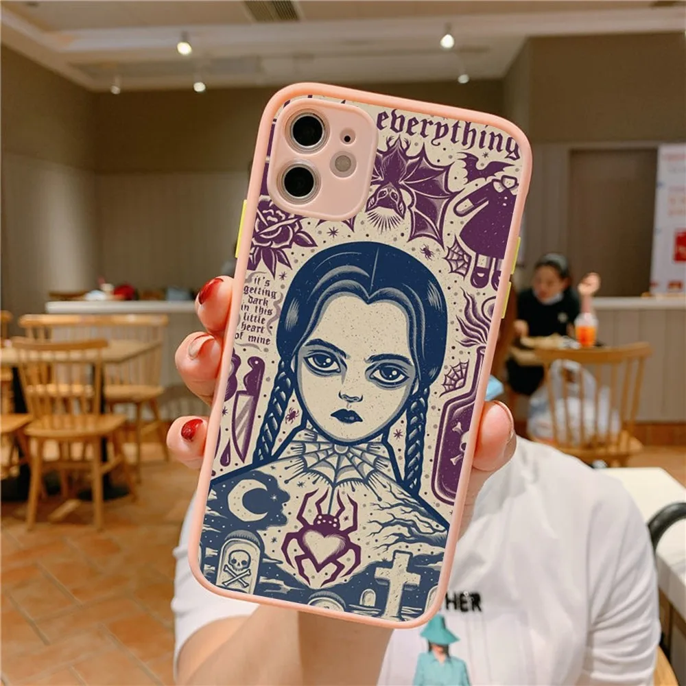 W-Wednesdays A-Addams Phone Case for iPhone 14 11 12 13 Mini Pro Max 8 7 Plus X XR XS MAX Translucent Matte Cover