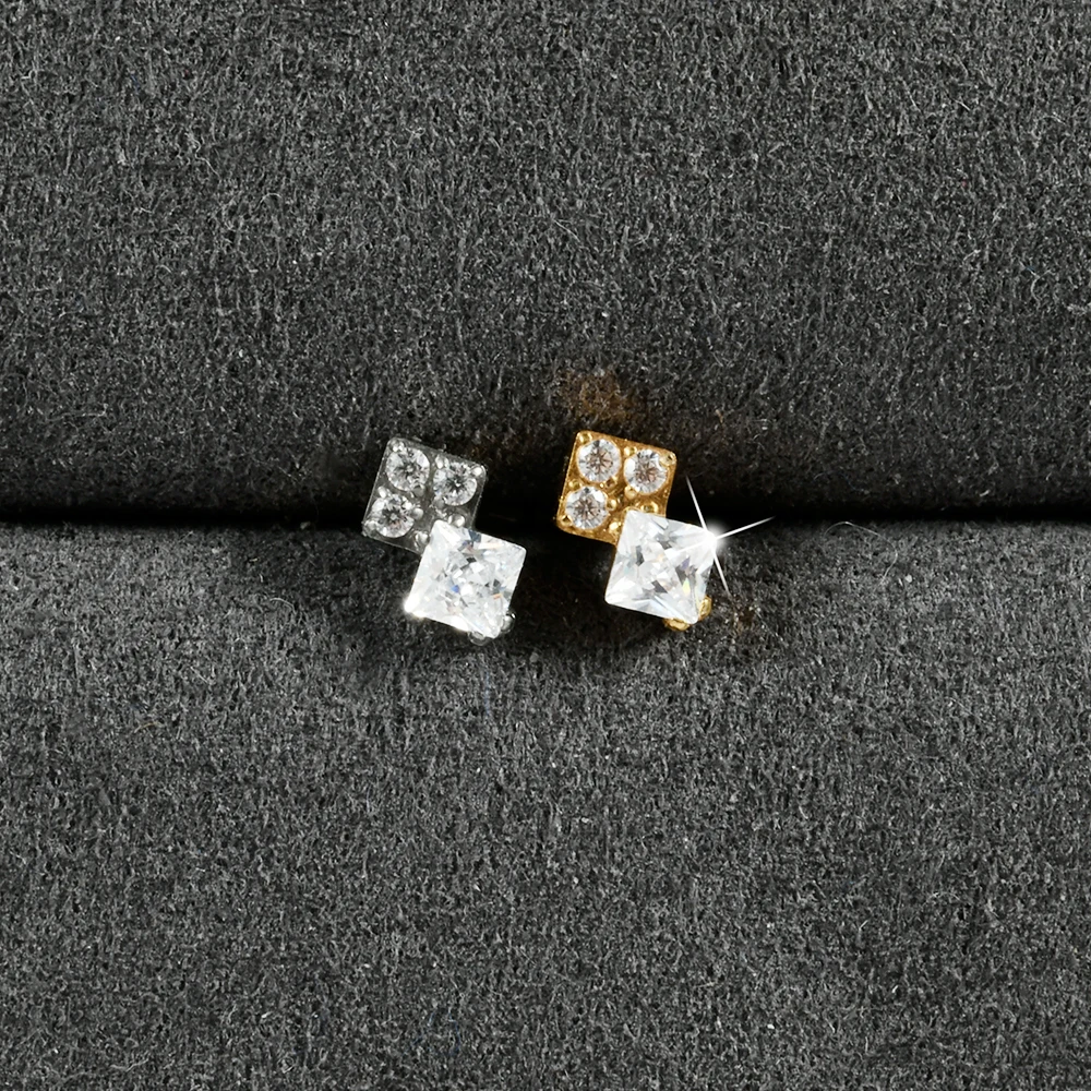 1PC G23 Titanium Water Drop Tree Leaf  Cz  Labret Lip Stud Ear Cartilage Tragus Helix Earring Daith Lobe Piercing Body Jewelry