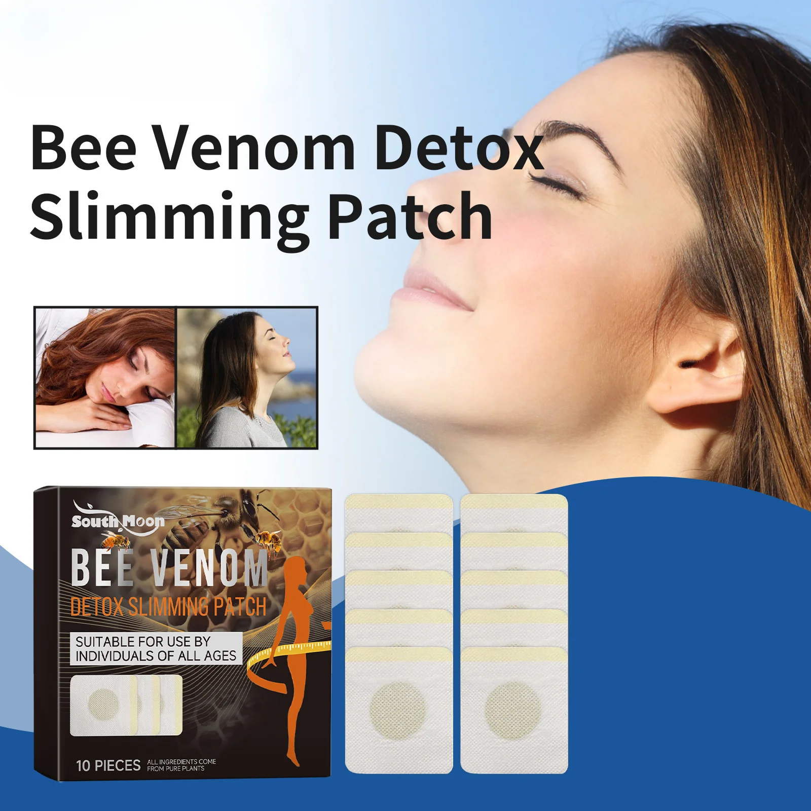 10Pcs Bee Venom Patches Fast Burning Fat Bee Venom Slimming Patch Improve Stomach Lose Weight Detox Sticker for Female Male