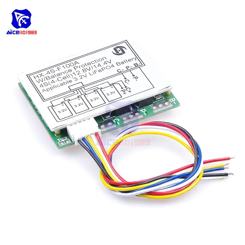 diymore 100A 4S 3.7V 18650 Lithium Cell/3.2V Iron Phosphate Battery BMS Protection Charge Board Over-Charge Over-Discharge Board