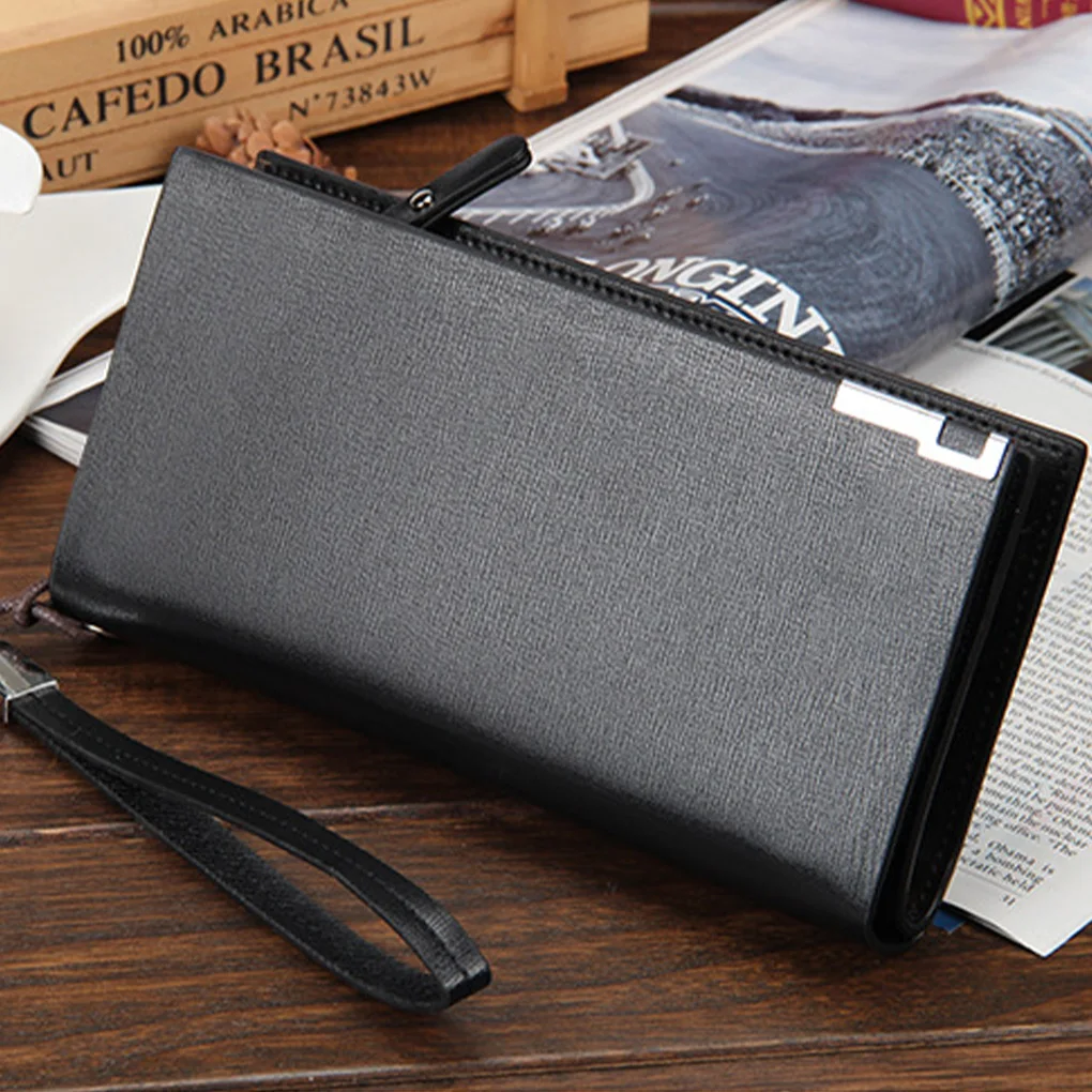 Cartera larga de lujo para hombre, tarjetero de estilo Simple, bolsillo, bolso para teléfono