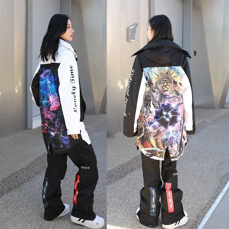 2025Новые спортивные костюмы для сноуборда на открытом воздухе, водонепроницаемая куртка, мужские лыжные комплекты большого размера, зимние женские зимние костюмы, комбинезон, одежда