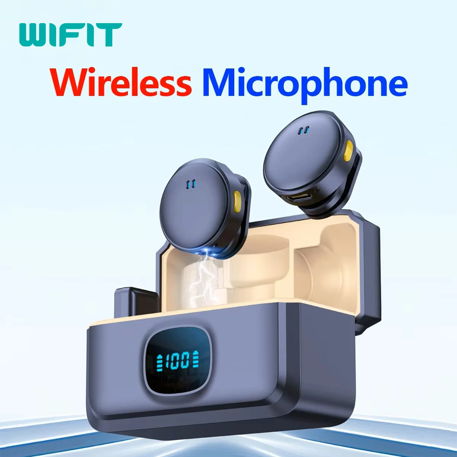 WIFIT Plug and Play 2.4G Chip Wireless Magnetic Suction Button Collar Microphone With Charging Case For Video Recording