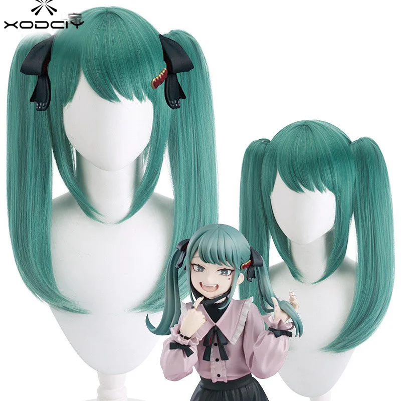 VOCALOID Vampire Miku Cosplay Wig The Vampire Halloween Cosplay Emerald Green Synthetic Hair Chip Ponytails + Free Wig Cap