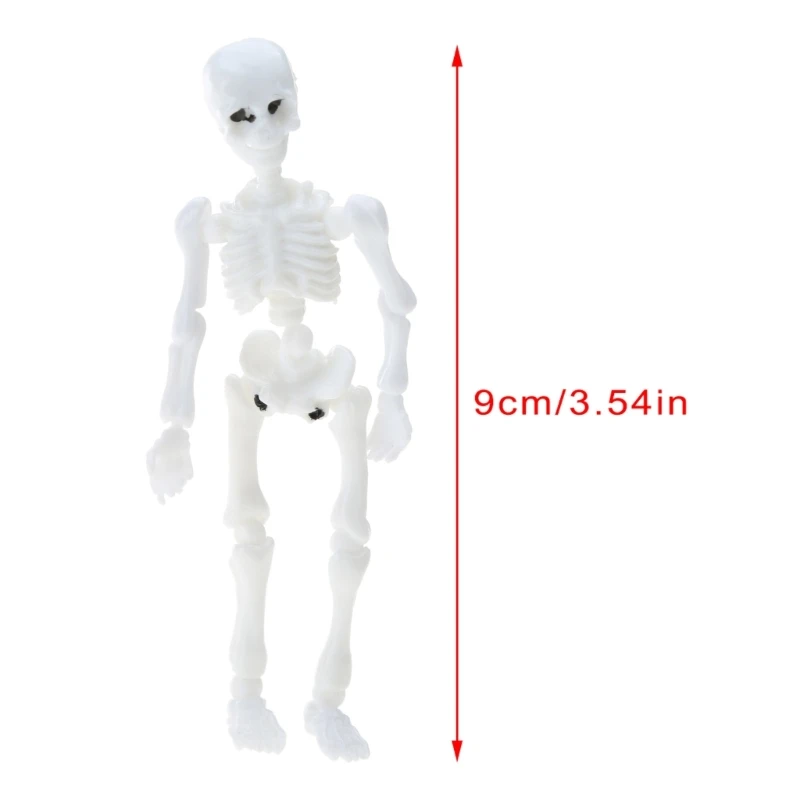 Bones móvel esqueleto modelo humano crânio corpo inteiro mini brinquedo halloween d5qa