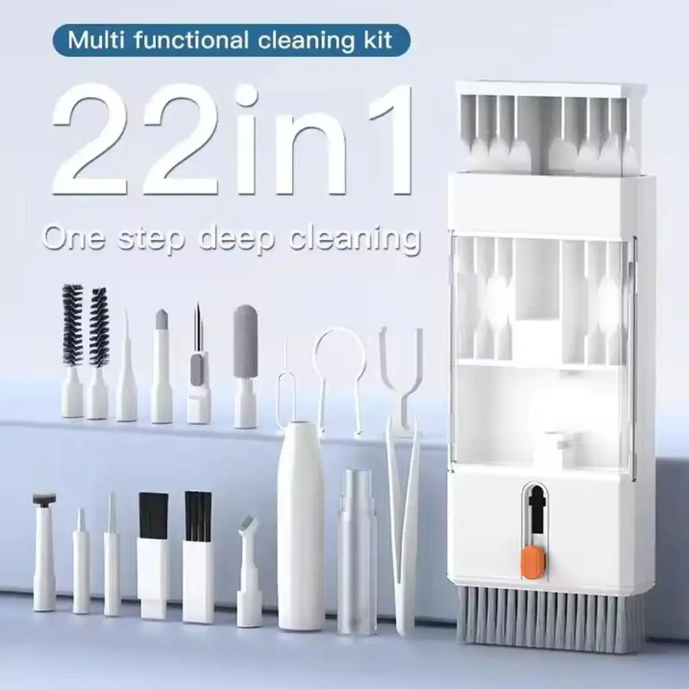 

22 in 1 Cleaning Kit Keyboard Cleaner Brush Bluetooth Earphones Cleaning Pen Earbuds Phones Laptop Cleaning Tools Keycap Puller